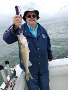 showing off walleye caught on lake erie